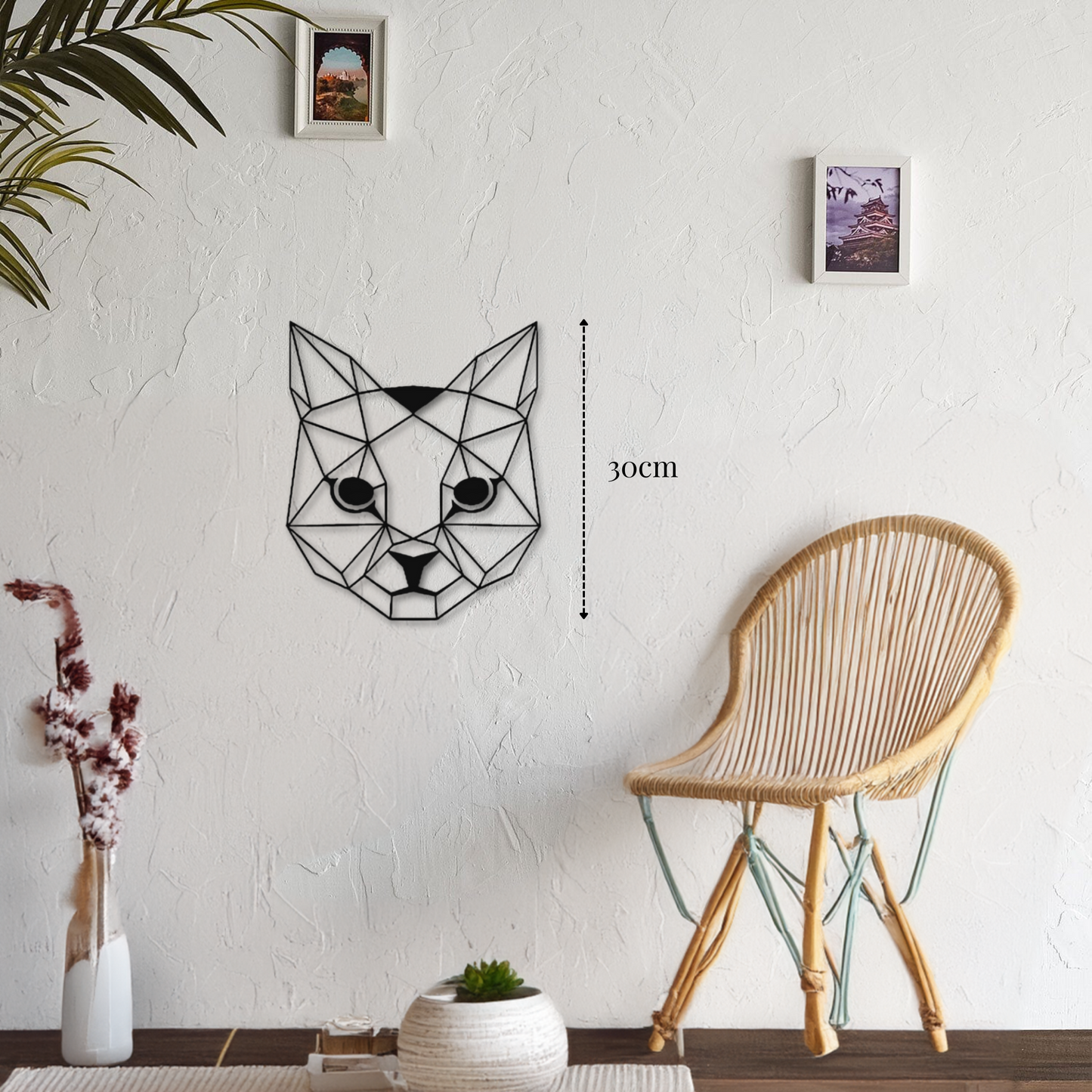 petite décoration murale tête de chat géométrique